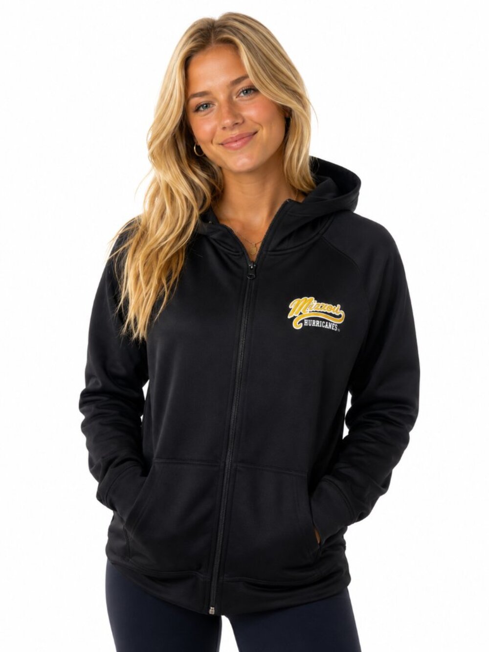Miami Hurricanes Womens Hoodie Size Medium Black Zip Front Embroidered Logo New